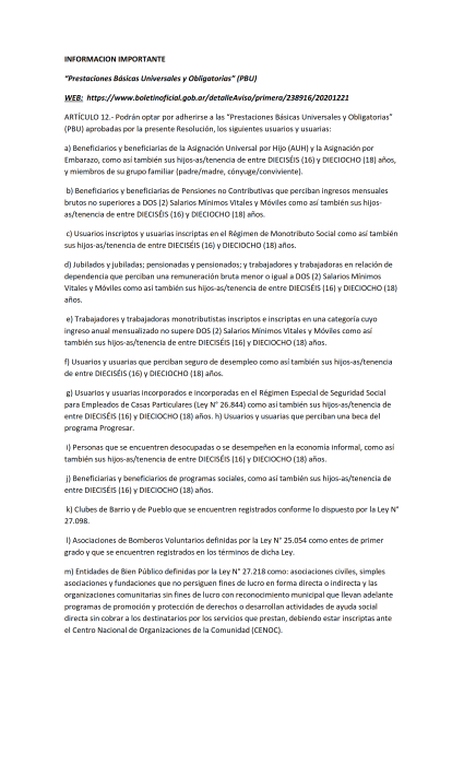 Prestaciones B�sicas Universales y Obligatorias